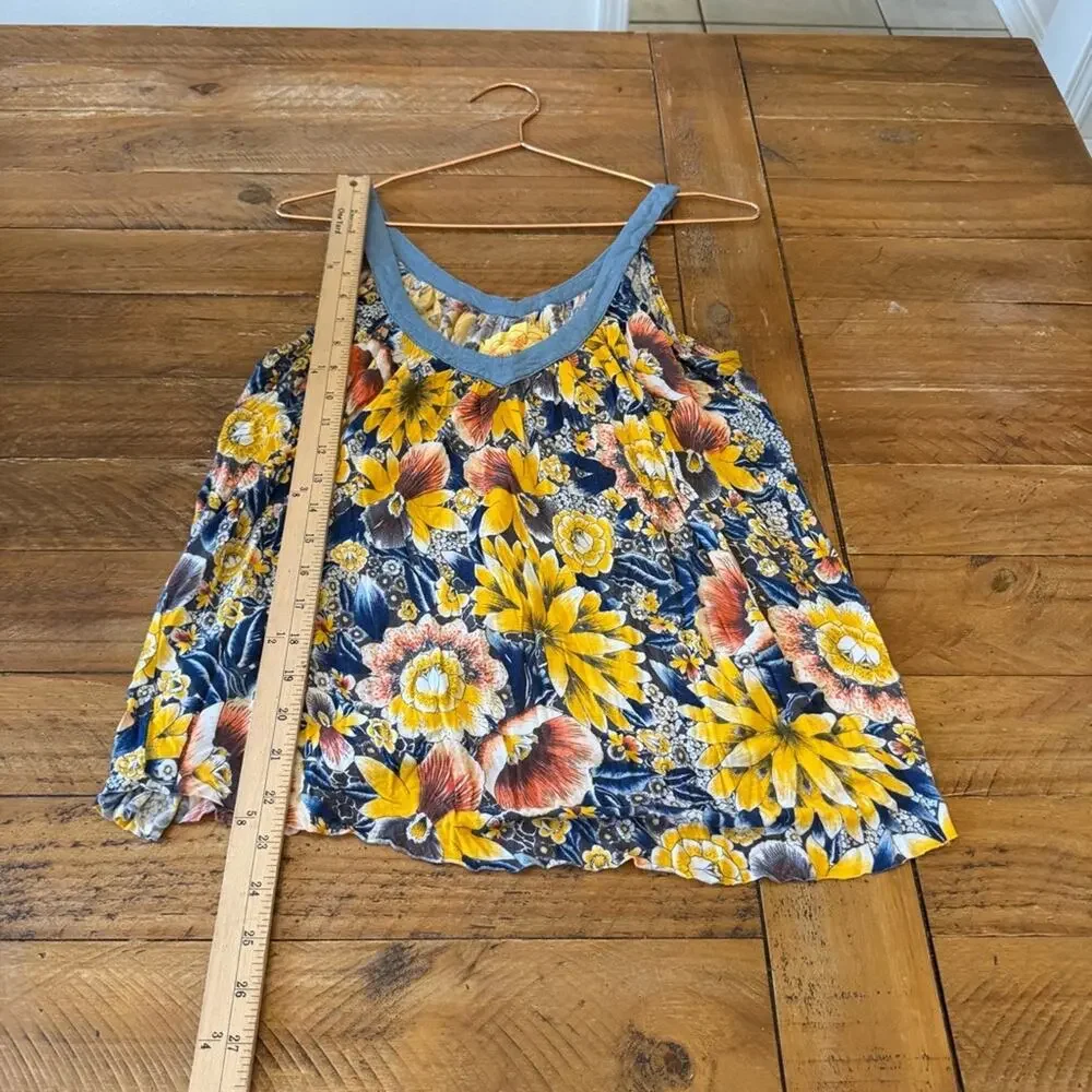 Free People Floral Tank Top - Blue and Yellow - Picture 5 of 6
